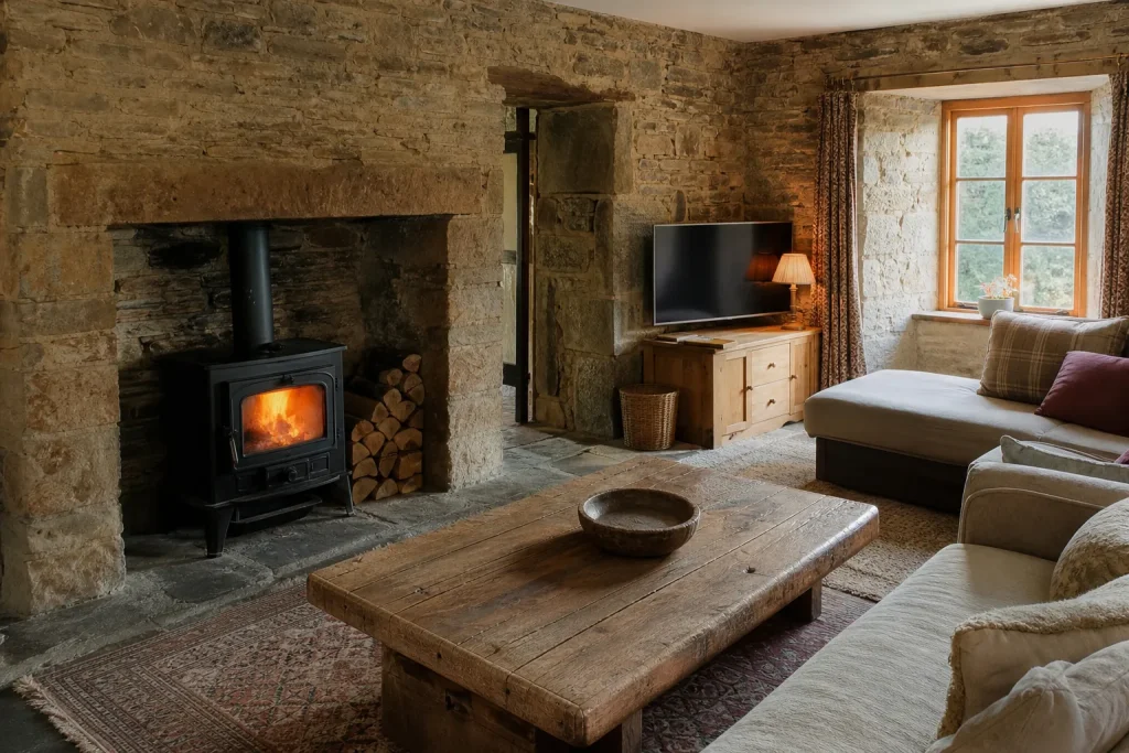 Intérieur d'une maison en pierre