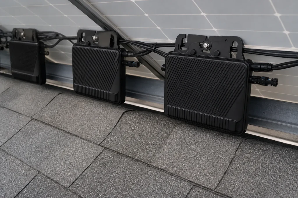 Micro-onduleurs sous des panneaux solaires